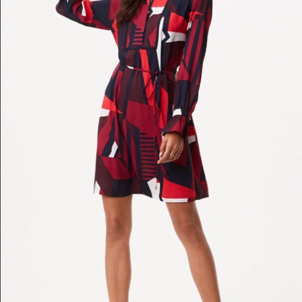 LOFT Petite Abstract Swing Shirtdress